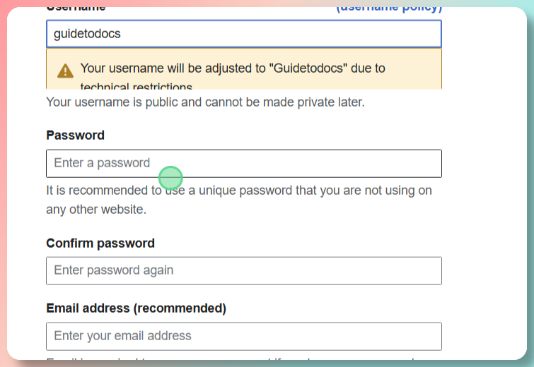 Clicking password input field